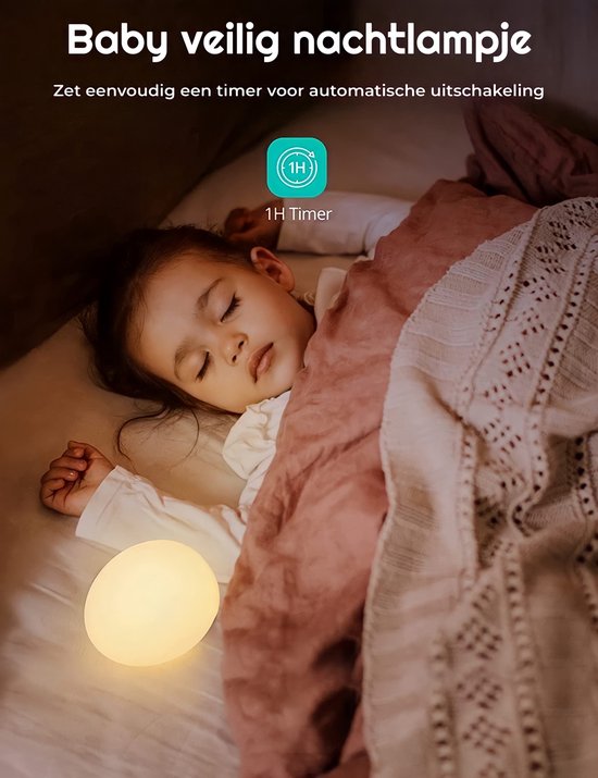 Oplaadbaar Nachtlampje Voor Kinderen - Warm Wit - Nachtlampje Baby - Dimbaar en Draadloos - Timer- en geheugenfunctie - USB Oplaadbaar Nachtlampje Volwassenen