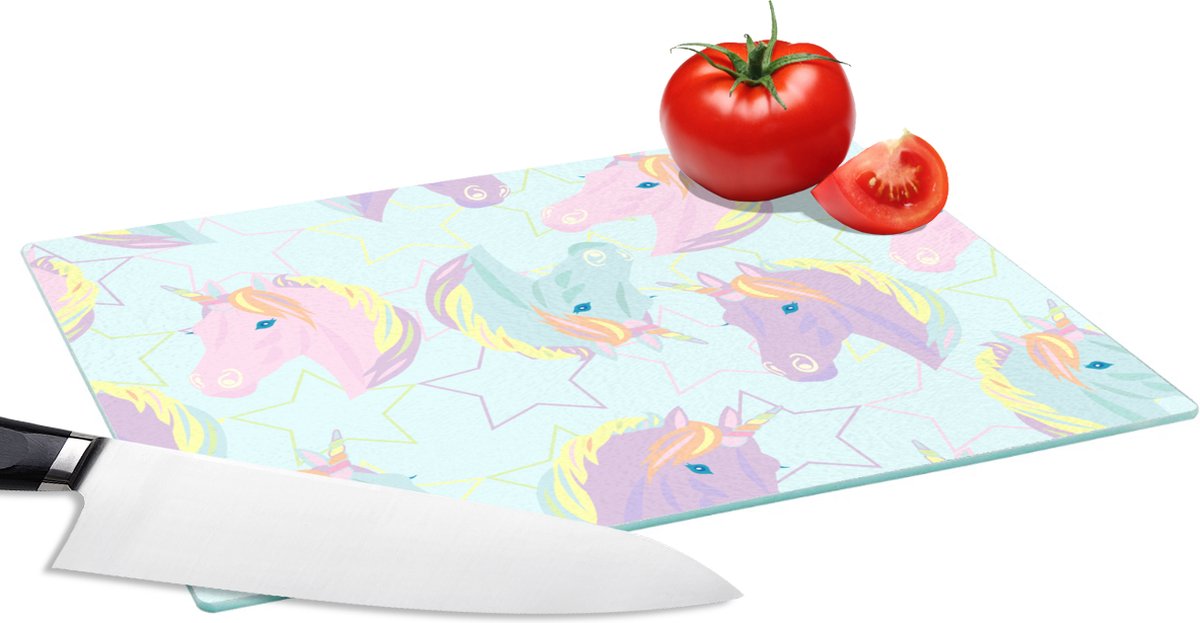 Glazen Snijplank - 28x20 - Unicorn - Sterren - Patronen - Snijplanken Glas