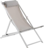 NATERIAL - Ligstoel CRUZ - Strandbed - Verstelbaar - Opvouwbaar - Staal - Aluminium - Textilene - Wit
