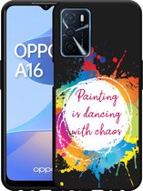 Oppo A16 / A16s Hoesje Zwart Painting - Designed by Cazy