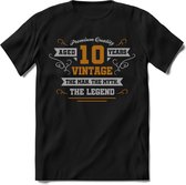 10 Jaar Legend - Feest kado T-Shirt Heren / Dames - Zilver / Goud - Perfect Verjaardag Cadeau Shirt - grappige Spreuken, Zinnen en Teksten. Maat L