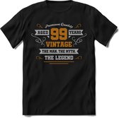 99 Jaar Legend - Feest kado T-Shirt Heren / Dames - Zilver / Goud - Perfect Verjaardag Cadeau Shirt - grappige Spreuken, Zinnen en Teksten. Maat XXL