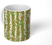 Mok - Koffiemok - Patronen - Planten - Kerst - Hulst - Mokken - 350 ML - Beker - Koffiemokken - Theemok