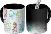 Magische Mok - Foto op Warmte Mokken - Koffiemok - Cactus - Planten - Patronen - Magic Mok - Beker - 350 ML - Theemok