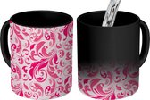 Magische Mok - Foto op Warmte Mokken - Koffiemok - Bloemen - Bandana - Damast - Roze - Design - Magic Mok - Beker - 350 ML - Theemok