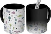 Magische Mok - Foto op Warmte Mokken - Koffiemok - Patroon - Dinosaurus - Kinderen - Baby - Jongens - Meisjes - Kindje - Magic Mok - Beker - 350 ML - Theemok