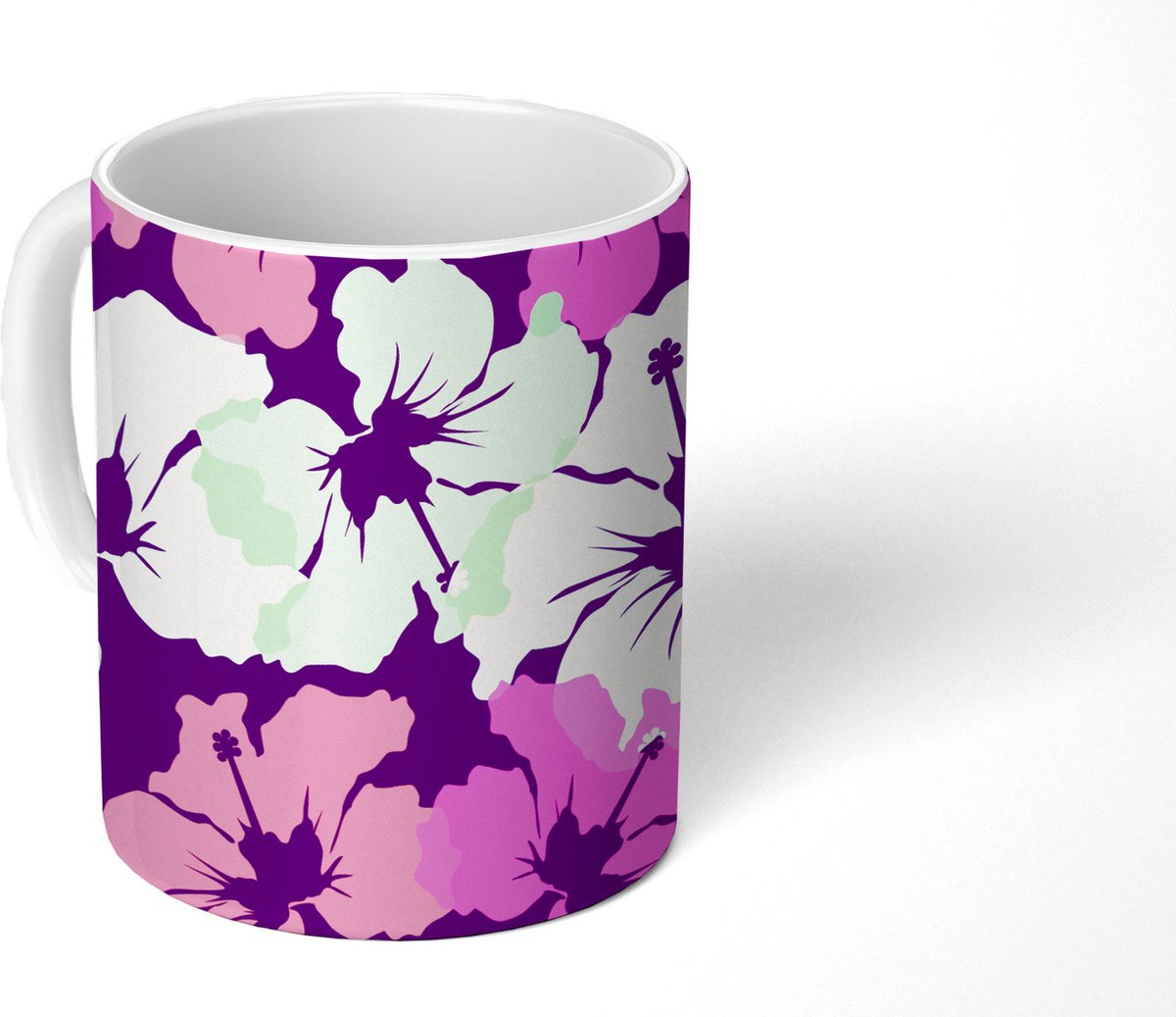 Mok - Koffiemok - Pastel - Hibiscus - Bloem - Hawaii - Design - Mokken - 350 ML - Beker - Koffiemokken - Theemok