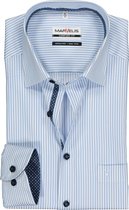 MARVELIS comfort fit overhemd - lichtblauw met wit gestreept (contrast) - Strijkvrij - Boordmaat: 44