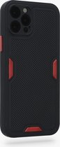 kwmobile hoesje compatibel met Apple iPhone 12 Pro - Hoes met reliëf voor extra grip in rood / zwart - Robuust ontwerp design