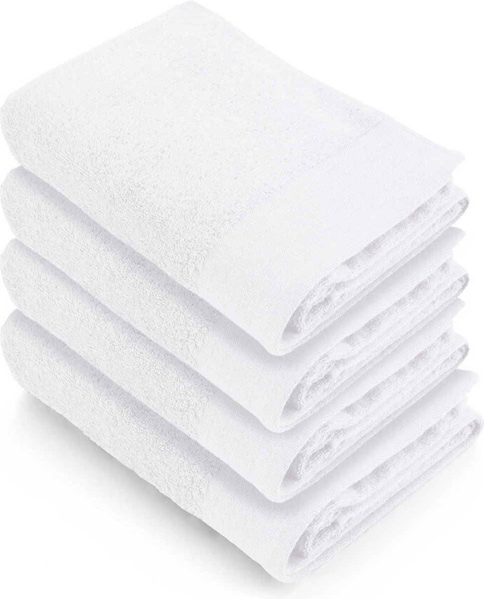 Walra handdoeken 60x110 Soft Cotton - 4-delig - Badhanddoeken 550 g/m² - 100% Katoen - Handdoekenset Wit