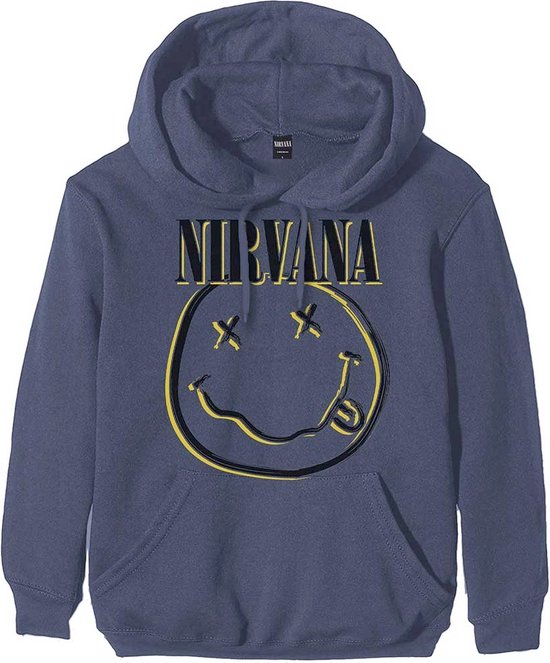 Nirvana - Inverse Happy Face Hoodie/trui - 2XL - Blauw