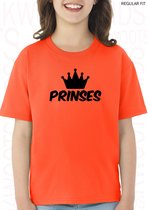 PRINSES kids t-shirt - Oranje met zwart - Maat 164 - Korte mouwen - Ronde hals - Normale Pasvorm - Grappige teksten | designs - Leuke shirts - Humor - Original Kwoots - Cadeau - Ko