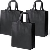 10x stuks draagtassen/schoudertassen/boodschappentassen in de kleur zwart 35 x 40 x 15 cm