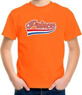 Prince/ Prins sierlijke wimpel t-shirt - oranje - kinderen - koningsdag / EK/WK outfit / kleding 134/140
