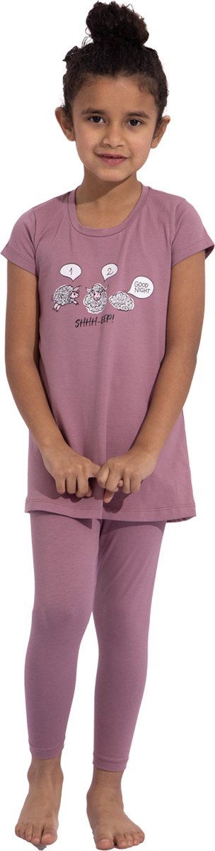 VANILLA -  Sheep meisjes pyjama  - Pyjamasets - Tweedelig - Egyptisch katoen - Paars - PJ532 - 8-9 jaar