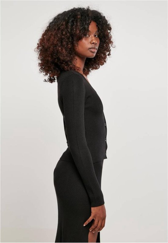 Cardigan Urban Classics - XXL- Tricot côtelé court Zwart
