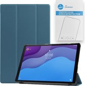 Tablet hoes & 2-Pack Screenprotector geschikt voor Lenovo Tab M10 - 10.1 Inch - Auto Wake/Sleep functie - Cyaan