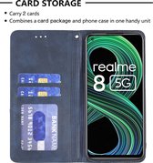 Realme Narzo 30 Hoesje - Mobigear - Rhombus Slim Serie - Kunstlederen Bookcase - Blauw - Hoesje Geschikt Voor Realme Narzo 30