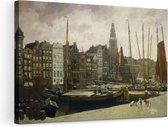 Artaza Canvas Schilderij Het Damrak in Amsterdam - George Hendrik Breitner - 90x60 - Kunst - Canvas Print - Muurdecoratie