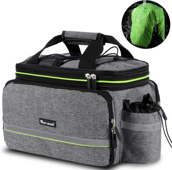 G-raphy Fiets dubbele fietstas waterbestendige cyling kofferbak tassen fiets achterbank rek tas met reflecterende streep (18L 18L-zwart