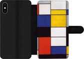 Bookcase Geschikt voor iPhone X telefoonhoesje - Compositie A - Piet Mondriaan - Met vakjes - Wallet case met magneetsluiting