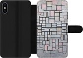 Bookcase Geschikt voor iPhone XS Max telefoonhoesje - Compositie 6 - Piet Mondriaan - Met vakjes - Wallet case met magneetsluiting