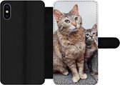 Bookcase Geschikt voor iPhone XS Max telefoonhoesje - Kat - Kittens - Vacht - Met vakjes - Wallet case met magneetsluiting