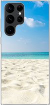 Geschikt voor Samsung Galaxy S22 Ultra hoesje - Tropisch - Strand - Zee - Siliconen Telefoonhoesje