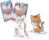 Grafix 2x Knutselpakket voor kinderen | Uitprikken en Inkleuren | Thema Unicorn & Thema Dieren | Inclusief Prikmat + Prikpen