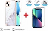 2-In-1 Screenprotector Hoesje Bescherming Set Geschikt Voor Samsung Galaxy A03S - Full Cover 3D Edge Tempered Glass Screen Protector Met Siliconen Back Bescherm Hoes Case - Gehard Glas Besche