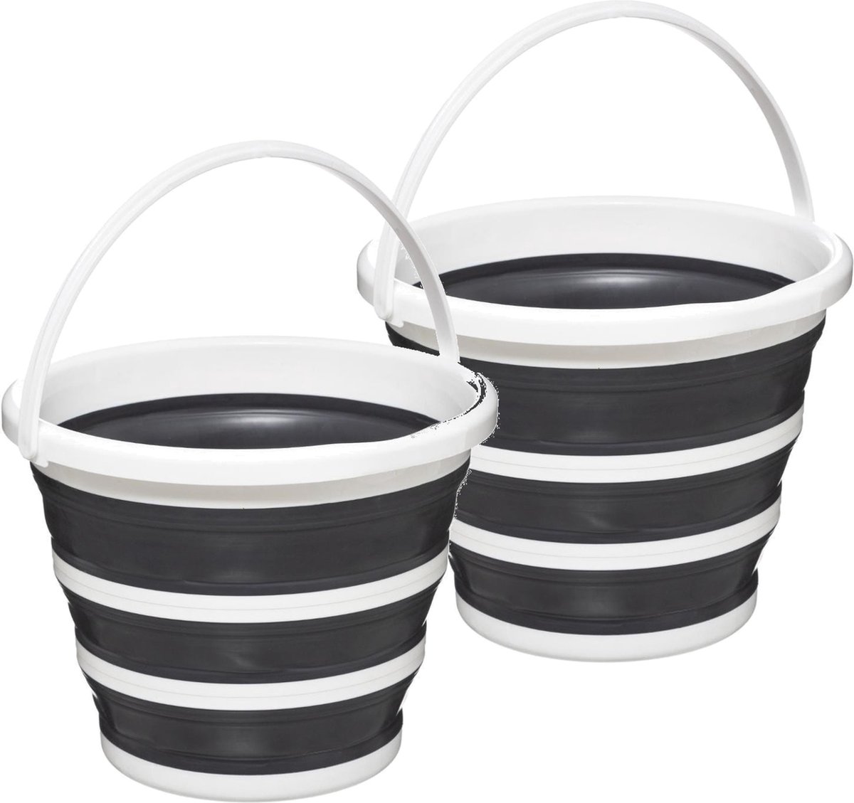Goedkoopste 2x 5five emmer - opvouwbaar - wit-grijs - 10 l - 32 x 24 cm - schoonmaakemmer