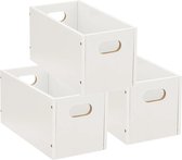 Set van 3x stuks opbergmand/kastmand 7 liter wit van hout 31 x 15 x 15 cm - Opbergboxen - Vakkenkast manden