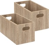 Set van 4x stuks opbergmand/kastmand 7 liter bruin/naturel van hout 31 x 15 x 15 cm - Opbergboxen - Vakkenkast manden