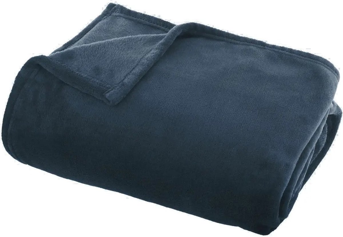 Atmosphera - Plaid - Fleece - Donkerblauw - 130 x 180 cm