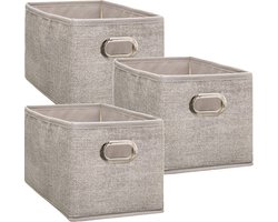 5Five Opbergmand/kastmand - Set van 3x stuks - beige - linnen - 7 liter - 31 x 15 x 15 cm - Opbergbox - Vakkenkast manden 5Five Opbergmand/kastmand - Set van 3x stuks - beige - linnen - 7 liter - 31 x 15 x 15 cm - Opbergbox - Vakkenkast manden