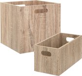 Set van 2x stuks opbergmanden/kastmanden 7 en 29 liter naturel van hout 31 cm - Opbergboxen - Vakkenkast manden