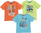 Blue Seven - 3pack - T-shirts - groen - lichtblauw - oranje - met print - Maat 128