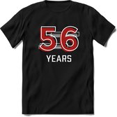 56 Years - Feest kado T-Shirt Heren / Dames - Rood / Grijs - Perfect Verjaardag Cadeau Shirt - grappige Spreuken, Zinnen en Teksten. Maat 3XL