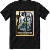 Mountainbike Trails | TSK Studio Mountainbike kleding Sport T-Shirt | Lichtblauw - Geel | Heren / Dames | Perfect MTB Verjaardag Cadeau Shirt Maat S