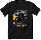 Extreme Downhill | TSK Studio Mountainbike kleding Sport T-Shirt | Lichtblauw - Geel | Heren / Dames | Perfect MTB Verjaardag Cadeau Shirt Maat L