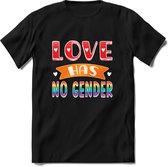 Love has no gender | Pride T-Shirt Heren - Dames - Unisex | LHBTI / LGBT / Gay / Homo / Lesbi |Cadeau Shirt | Grappige Love is Love Spreuken - Zinnen - Teksten Maat L