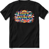 Love Wins | Pride T-Shirt Heren - Dames - Unisex | LHBTI / LGBT / Gay / Homo / Lesbi |Cadeau Shirt | Grappige Love is Love Spreuken - Zinnen - Teksten Maat M