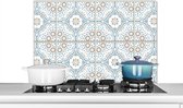 Spatscherm keuken 80x55 cm - Kookplaat achterwand Bloemen - Portugal - Design - Muurbeschermer - Spatwand fornuis - Hoogwaardig aluminium