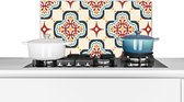 Spatscherm keuken 60x30 cm - Kookplaat achterwand Bloemen - Tegel - Vector - Patroon - Muurbeschermer - Spatwand fornuis - Hoogwaardig aluminium