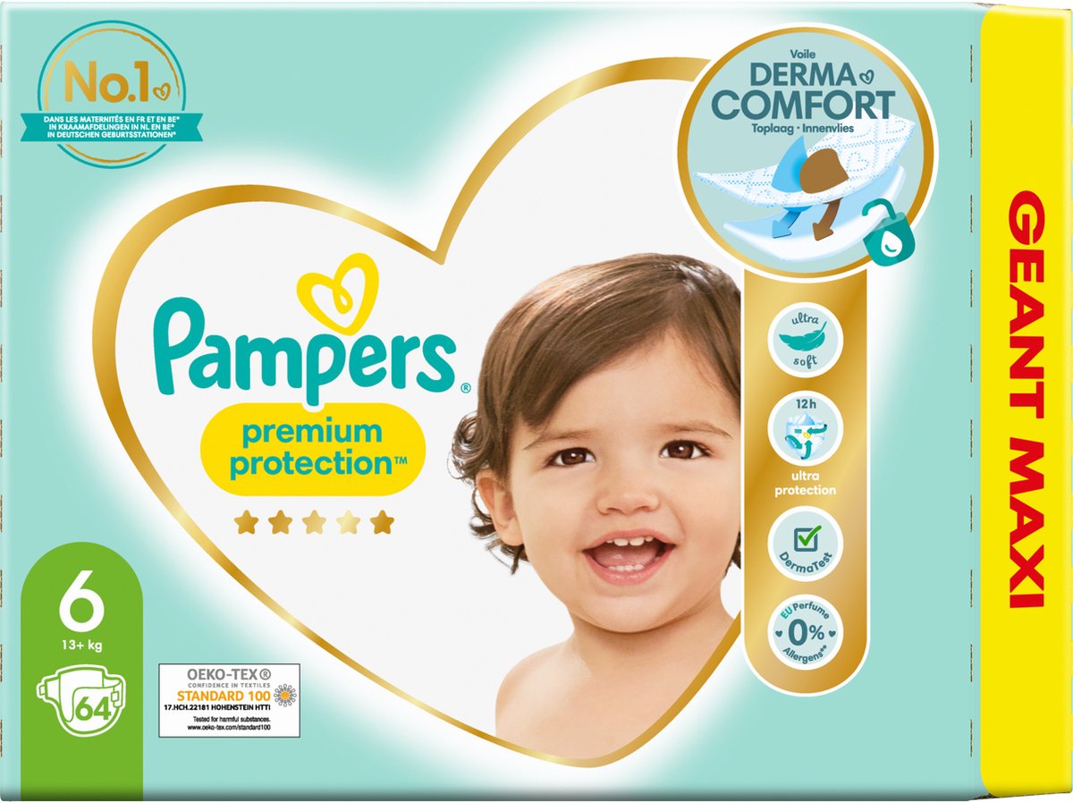 Pampers Premium Protection Luiers - Maat 6 - 64 luiers Pampers Premium Protection Luiers - Maat 6 - 64 luiers
