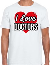 I love doctors verkleed t-shirt wit - heren - Verkleed outfit / kleding M