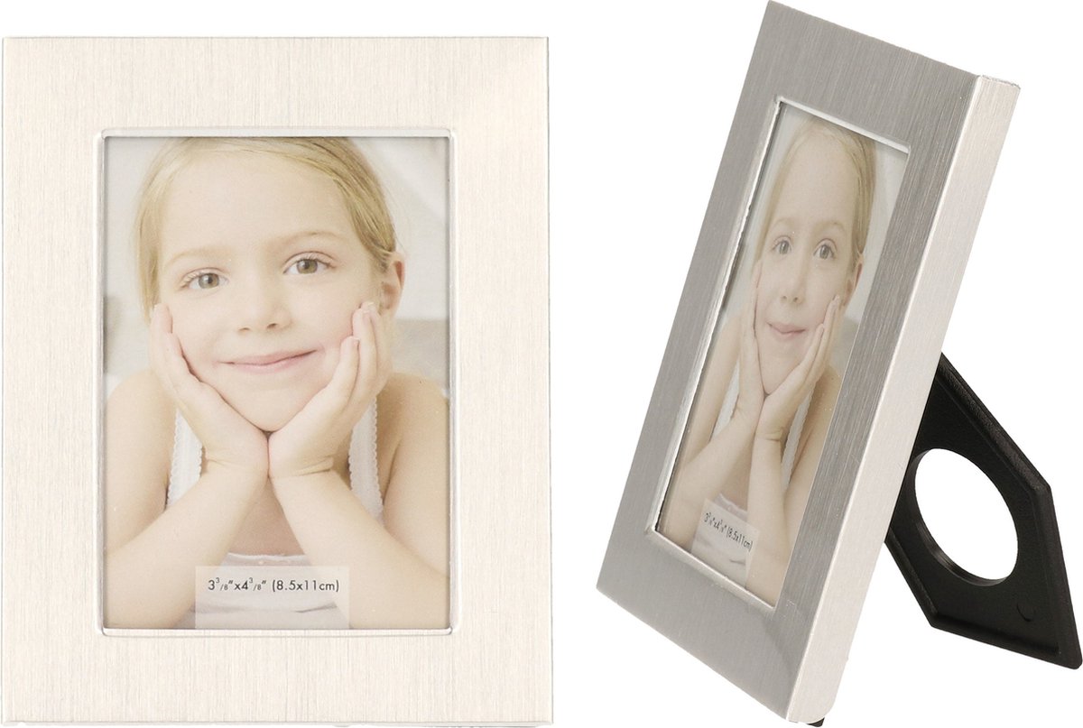 Cepewa 2x stuks aluminium fotolijst zilver rechthoekig geschikt voor een foto van 5,5 x 8 cm - Fotolijstjes