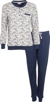 Tenderness  Dames Winter Pyjama Gebroken Wit / Donker Blauw TEPYD2125A - Maten: L