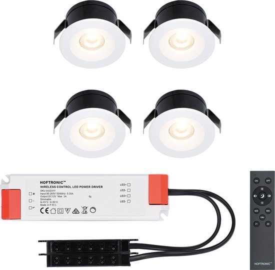 4x Cadix - Mini spot encastrable LED 12V blanc avec transformateur