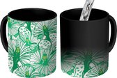 Magische Mok - Foto op Warmte Mokken - Koffiemok - Bloemen - Groen - Design - Magic Mok - Beker - 350 ML - Theemok